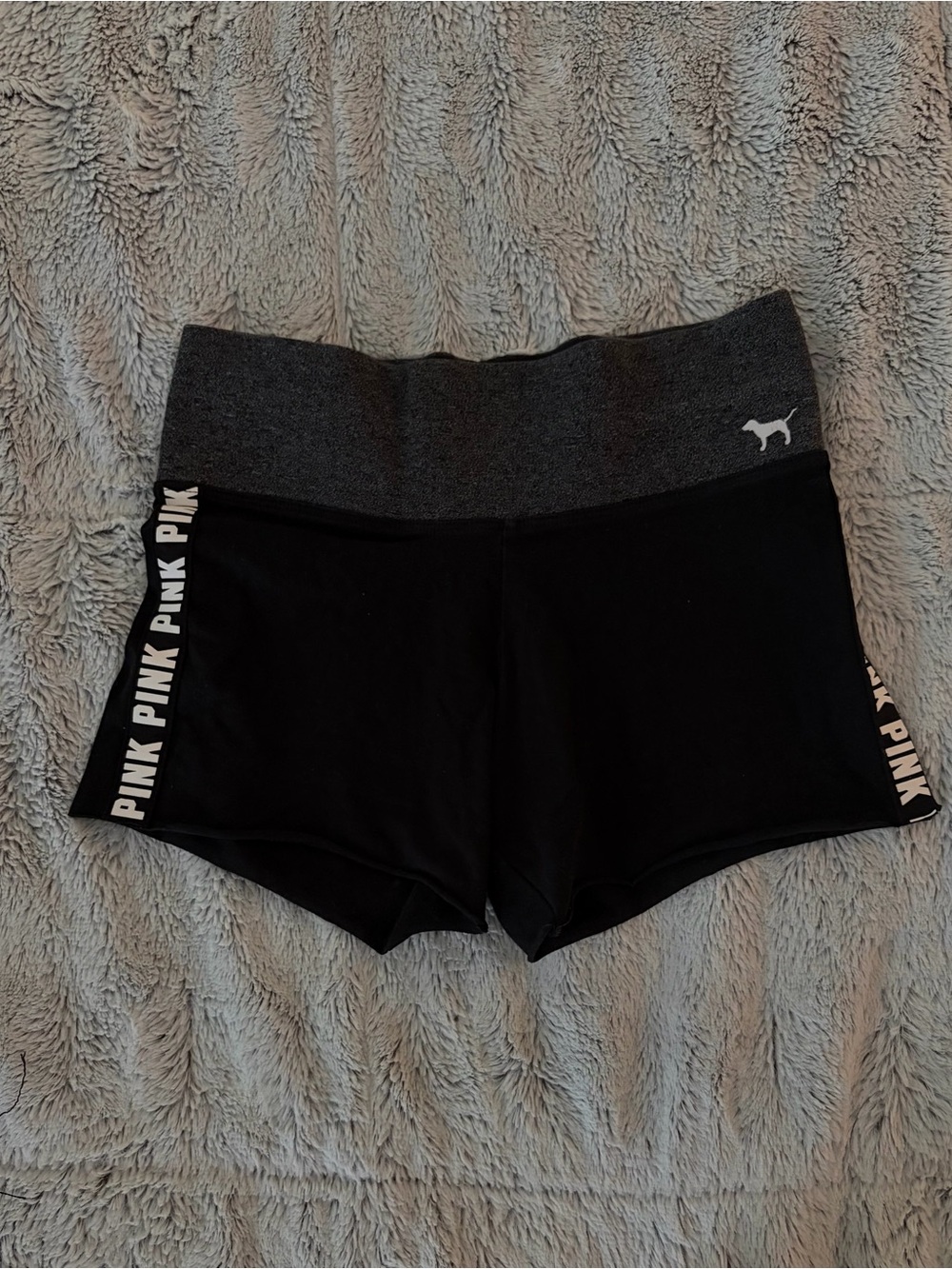 PINK Victoria's Secret Black High-Waist Bike Shorts with Gray Waistband